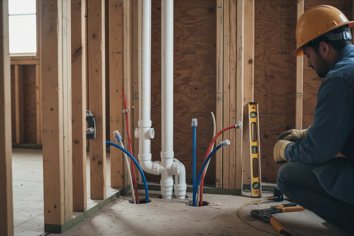 Drain and supply rough-in during Drain Cleaning in Fischer